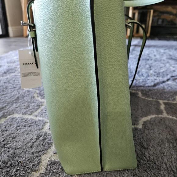Coach Leather Tote — Mint Exterior with Pink Interior - Picture 10 of 10
